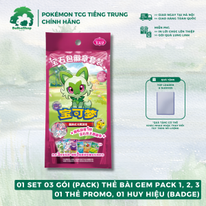 Bộ thẻ bài huy hiệu bí mật Pokemon TCG tiếng Trung (Chinese) Gem Pack Badge Set [Volume 1,2,3]
